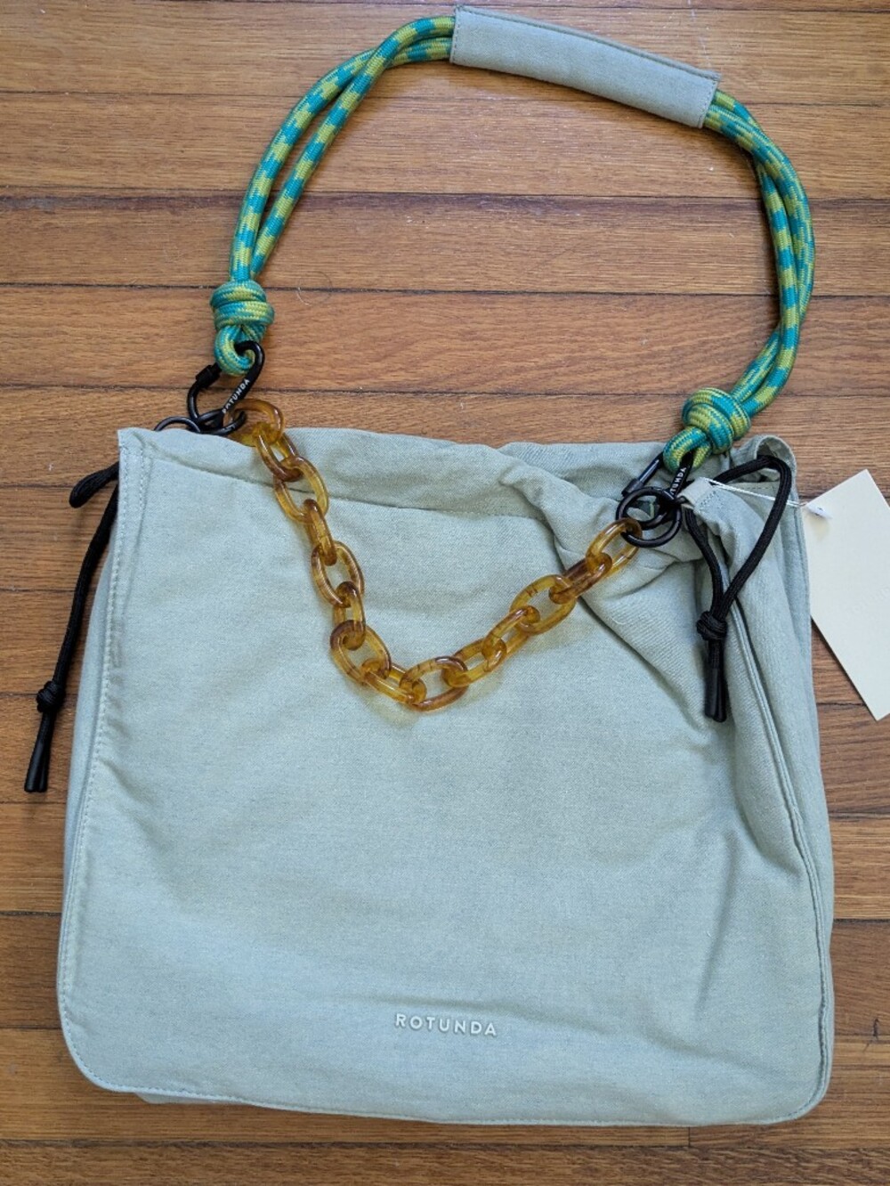 Rotunda Light Denim Sant Hobo Bag with Chain & Rope Strap